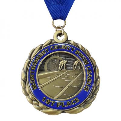 Médaille d'or faite sur commande en métal argenté de cuivre matériel des sports 3D médaille de sports de récompense vide