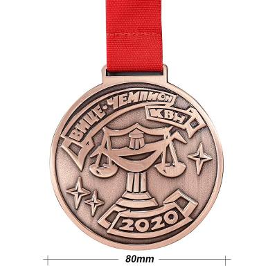 Médaille en cours d'exécution de sports de marathon de bronze en métal d'alliage de zinc avec la coutume de ruban