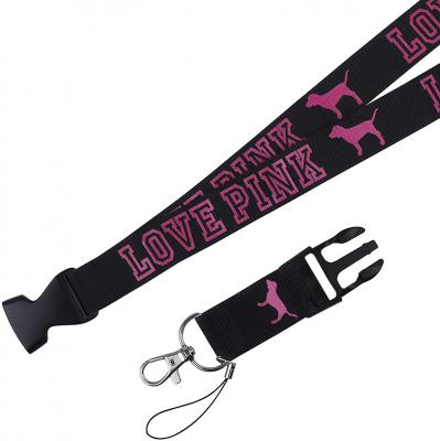 Love Pink Lanyard Custom Nylon Pink Neck Strap Keychain ID Holder lanière