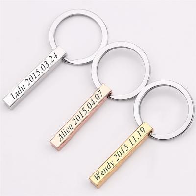 Porte-clés design en métal personnalisé à 4 côtés avec logo gravé
