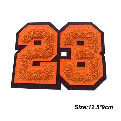 Logo de numéros personnalisés fer sur patchs chenille pour vêtements de sport