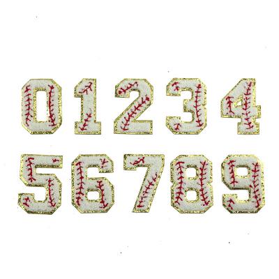 Patch chenille en forme de lettre de baseball à paillettes de 2,75 pouces