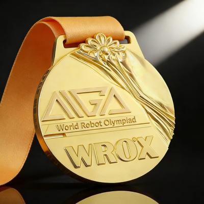 Médaille de marathon en alliage de zinc et bronze avec ruban personnalisable